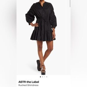 ASTR Black Puff Sleeve Mini Dress